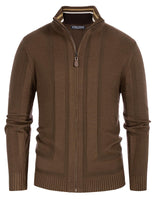 1 x Brand New Men s Casual Warm Sweater with Zipper Cardigan Stand Collar S Brown 482-2 - RRP €24.0