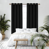 1 x RAW Customer Returns Deconovo Thermal Insulated Blackout Curtains for Living Room Bedroom Modern Thick Curtains with Silver Eyelets 140 x 210 cm Black - RRP €40.66