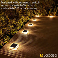 1 x RAW Customer Returns Lacasa Solar Floor Lights Outdoor, 4 Pack Solar Lights for Outdoors Warm White 2700K, 30LM Solar Lamps LED Path Lights IP68 Waterproof Auto ON OFF Solar Garden Lights for Garden Lawn Patio Yard - RRP €38.99