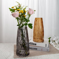 1 x RAW Customer Returns Decorative vase glass modern vases with grooves decorative flower vase ins style table decoration for wedding, office, kitchen decoration, height approx. 20 cm - RRP €23.11