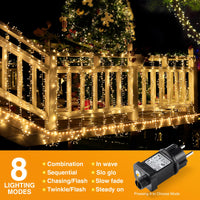 1 x RAW Customer Returns GlobaLink 500LED Christmas Lights Outdoor, 100M Fairy Lights Outdoor Power Cluster Fairy Lights Warm White Waterproof IP44 with 8 Modes for Indoor and Outdoor Christmas Railing Balcony Garden Decoration - RRP €45.99