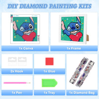 1 x Brand New RICUVED Stitch 5D Diamond Painting Children With Frame, Diamond Painting Anime Set Full Mosaic Making for Children Girls, Adults, Diamond Painting Pictures Arts Craft for Home Wall Decor 18 x 18 cm - RRP €20.4