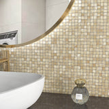 1 x RAW Customer Returns BeNice Tiles Kitchen Tile Stickers Bathroom,Self-Adhesive Tiles Mosaic Tiles Metal Small Tiles 10 Mats,Champagne Gold  - RRP €55.74