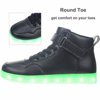 1 x RAW Customer Returns APTESOL Unisex LED Luminous Shoes High-Top Light Flashing Sneakers USB Charging Shoes for Men and Women Black, 43  - RRP €38.3