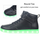 1 x RAW Customer Returns APTESOL Unisex LED Luminous Shoes High-Top Light Flashing Sneakers USB Charging Shoes for Men and Women Black, 40  - RRP €32.56