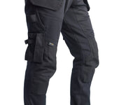 1 x RAW Customer Returns Bitco BTC16B Stretch Full Black Work Pants Cordura Reinforced Water and Oil Resistant Cotton Polyester Elastane Flexible Utility Pockets Knee Pockets Cell Phone Pocket - RRP €105.43