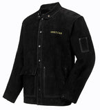 1 x RAW Customer Returns ONETIAN Black Leather Welding Jacket, Welder Protective Clothing, FR Work Safety Jacket, Heat Resistant and Flame Resistant XL  - RRP €66.54