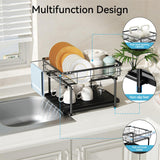 1 x RAW Customer Returns CLESOO Dish Drainer with Drip Tray Stainless Steel Dish Drainer - Multifunctional Extendable Dish Drainer Rack Draining Mat - Dish Rack for Kitchen Sink - RRP €39.95