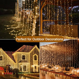 1 x RAW Customer Returns Yowin Curtain Lights 6m x 3m 600 LED Fairy Lights Curtain with Plug, 8 Modes Curtain Lights Outdoor Waterproof Waterfall Fairy Lights for Room Wedding Garden Pergola Outdoor Indoor Christmas Decoration - RRP €34.0