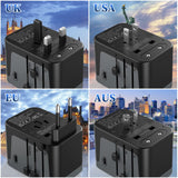 3 x RAW Customer Returns Travel adapter worldwide 224 countries 28W Fast Charge Universal Travel Adapter with 4 USB ports Type C and AC socket adapter Universal adapter for Germany USA England Thailand Italy Australia - RRP €65.97