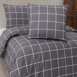 1 x RAW Customer Returns Vency bed linen 135x200 4-piece anthracite - Oeko-TEX 80 cotton 20 polyester, 2x duvet cover zip 2x pillowcases 80x80 envelope closure, gridline model - RRP €32.18