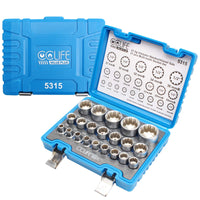 1 x RAW Customer Returns CCLIFE 21pc 1 2 multi-tooth socket set socket wrench set for 6 and 12 edge 8-36mm external multi-tooth socket nut box - RRP €39.52