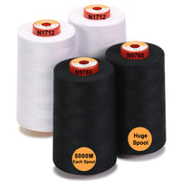 1 x RAW Customer Returns New brothread - 28 Options - 4 Large Cones 5000M All-Purpose Polyester Sewing Thread 40S 2 Tex27 for Sewing, Quilting, Patchwork, Serger and Overlock - 2 White 2 Black - RRP €17.99