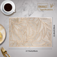 1 x Brand New FYY Set of 6 PVC Placemats, Dining Placemats, Washable Non-Slip Heat Resistant Plastic Placemats, Durable Stain Resistant Placemats, 46 x 30 cm, Gold - RRP €20.99