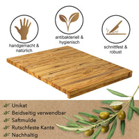 1 x RAW Customer Returns PROTEA kitchen board with juice groove and edge, cutting board solid olive wood size. L - cut-resistant antiseptic wooden board for the kitchen - serving tray - olive wood board sustainable - RRP €125.3