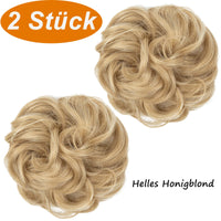 1 x RAW Customer Returns JJstar Pack of 2 hairpieces with elastic band, bun hairpiece, curly hair tie with hair updos, hair extensions, messy bun hairpieces for women, girls, ponytail - RRP €16.13