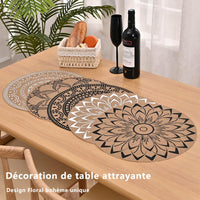 1 x RAW Customer Returns Round Woven Boho Style Placemats Washable Heat Resistant Non-Slip Round Placemats 38x38cm for Kitchen Restaurant Dining Table Wedding Festival 6pcs - RRP €27.88