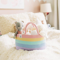 1 x RAW Customer Returns OrganiHaus changing basket changing organizer Baby basket Diaper Organizer Diaper Caddy Organizer Diaper basket Changing basket baby Gift basket baby Baby basket Diaper box - rainbow - RRP €24.99