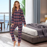 1 x RAW Customer Returns Mnemo Home Women s Pajamas Long Flannel Pyjamas Women 100 Cotton Flannel Blue Powder with Gold Wire, M  - RRP €33.26