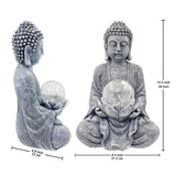 1 x RAW Customer Returns Yeomoo Meditation Buddha Figure Garden Decoration for Outdoors - Zen Buddha Decoration Large with Solar Lamp Glass Ball Figures Gifts for Mom Women Japanese Decoration for Balcony, Garden, Terrace Room Gray 26.5CM - RRP €42.18