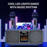 1 x RAW Customer Returns Karaoke Machine Bluetooth PA System with 2 Microphones, TONOR Singing Microphone Party Machine Speaker with Wireless Microphones, Music Box with LED Light AUX USB TF PA System for Adults Children K9 - RRP €121.0