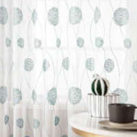 1 x RAW Customer Returns MIULEE Curtains with Floral Embroidery, Curtains White with Blue Pattern for Living Room, Bedroom Curtain Transparent with Eyelets, Set of 2 Voile Floral Transparent Curtains, Each H 225 XW 140cm - RRP €30.49