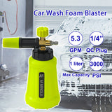 1 x RAW Customer Returns MINGLE Pressure Washer Foam Cannon, Car Foam Sprayer with 1 4 Inch Quick Connector, Wide Opening Heavy Duty Car Wash Foam Blaster Power Washer, 1 Liter with 5 Nozzle Tips - RRP €26.21