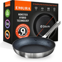 1 x RAW Customer Returns Emura non-stick frying pan 26cm frying pan. Aluminum pan, durable, PFOA and PTFE-free, scratch-resistant, pan suitable for induction and oven use, all types of stoves - RRP €70.4