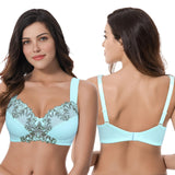 1 x RAW Customer Returns Curve Muse Women s Plus Size Minimizer Wireless Unlined Bra with Embroidered Lace - 2 Pack-Nude, Light Blue-90E - RRP €38.3