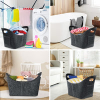 1 x RAW Customer Returns OUTBROS Felt Laundry Basket Foldable Storage Basket with Handle Used in Laundry, Can Store Dirty Clothes, Etc. Gray, Pack of 2  - RRP €20.16