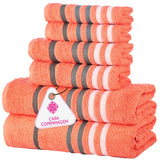 1 x RAW Customer Returns Casa Copenhagen Exotic 6-Piece Towel Set, Malibu Peach, 525 gsm, 2 Bath Towels, 2 Hand Towels, 2 Washcloths in Soft Egyptian Cotton for Bathroom, Kitchen and Shower - RRP €44.99