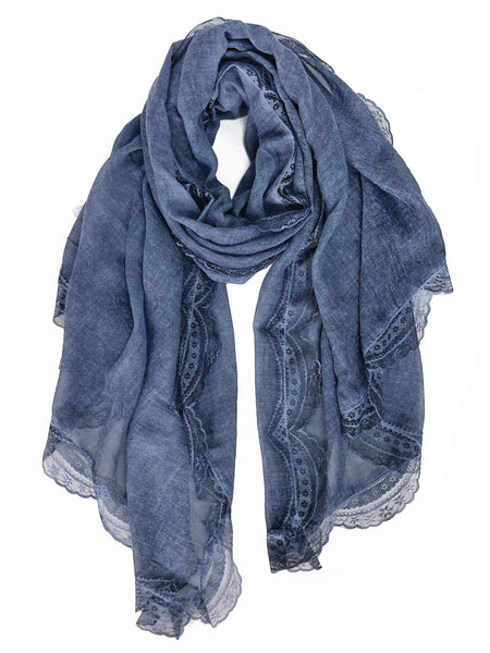 1 x Brand New DAMILY Women s Scarf with Lace Pattern, Shawl and Lightweight  Stole, I-Black, 180 90cm - RRP €24.0
