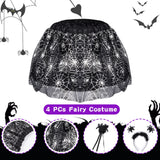 3 x RAW Customer Returns Ulikey spider costume girls, 4-piece carnival costume spider costume, fairy costume children with tiara, wings, magic wand and tiara, butterfly costume for carnival cosplay party - RRP €53.52