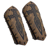 1 x RAW Customer Returns HiiFeuer Medieval Embossed Arm Bracers, Retro Faux Leather Knight Arm Guantlets, Vintage Renaissance Arm Guards Brown B  - RRP €24.0