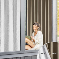 1 x RAW Customer Returns Deconovo Blackout Curtain with Eyelets Winter Heat Retention Thick Curtains Cold Protection Thermal Room Divider Curtain Thermal Insulating Door 240 x 140 Height x Width , Taupe, 1 Piece - RRP €42.89