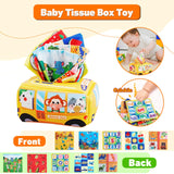 1 x RAW Customer Returns Baby Toys for 6 to 12 Months, Montessori Toys for Babies, 5 in 1 Fine Motor Sensory Toys, Stacking Toys Blocks and Rings, Pull String Toys, Tissue Box for Baby 12-18 Months - RRP €45.59