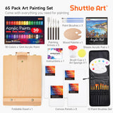 1 x RAW Customer Returns Shuttle Art 65-piece professional painting case with table easel, 30 acrylic paint set, canvas, brush, palette, sponge, complete accessories, painting set suitable for children and adults - RRP €74.63