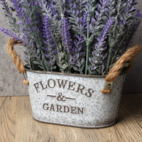 1 x RAW Customer Returns Artificial Lavender Flowers Artificial Plants Artificial Flowers Flocked Plastic Lavender in Galvanized Metal Pot Indoor Outdoor Home Kitchen Office Table Decoration Decor - RRP €31.17