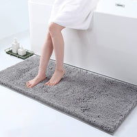 1 x RAW Customer Returns Homaxy Non-Slip Bath Mat Chenille Bathroom Rug Microfiber Bath Mat Absorbent Deep Pile Bath Mat - 60 x 120 cm, Light Gray - RRP €37.3