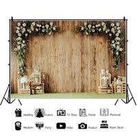 1 x RAW Customer Returns MIRRORANG 3x2m Wedding Background for Photography Secret Garden Backdrop Rustic Wood Wedding Anniversary Photo Studio Accessories Flowers Photo Wall Background - RRP €37.99