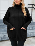 1 x Brand New Famulily Soft Turtleneck Sweater Women Long Thick Knitted Sweater Winter Chunky Mesh Black M - RRP €29.14