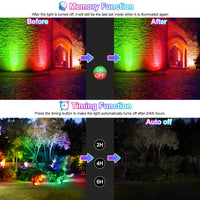 1 x RAW Customer Returns CLV Solar RGB spotlight, RGB solar light with remote control, IP66 LED spotlight, 10 colors, 6 brightness, 30 dynamic modes, dimmable floodlight, timer, memory function, color changing spotlight for garden party - RRP €53.1