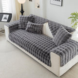 1 x RAW Customer Returns Soft Plush Sofa Cover Washable - New Non-Slip Sofa Cover 1 2 3 4 Seater Couch Cover for Sectional Sofa, Fluffy Faux Fur Sofa Seat Cushion Cover L Shape Furniture Protector Dark Gray, 70x150cm  - RRP €30.74