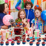 4 x Brand New Pack of 33 cake decorations with spider, cupcake toppers, cake decorations, party cake figures, school child, happy birthday cake decoration, superhero birthday decoration for children, girls, boys - RRP €35.04