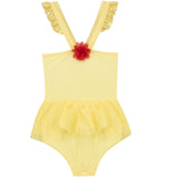 1 x RAW Customer Returns Disney Princess Girls Beauty and the Beast One Piece Swimsuit Belle Yellow Swimsuit 5-6 Years - RRP €24.43