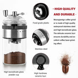 1 x RAW Customer Returns Moongiantgo Manual Coffee Grinder Compact and Effortless, Stainless Steel Glass, 5 Precise Levels Adjustable Ceramic Conical Burr, with Spoon Brush Make Fresh Coffee Anytime, Anywhere - RRP €22.54