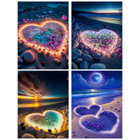 6 x Brand New RICUVED 4 Pieces Diamond Painting Pictures, 5D Beach Landscape Diamond Painting Pictures Adults Love Diamond Painting Pictures Set Full Drill Diamond Painting Cross Embroidery Painting for Home Decor - RRP €120.96