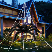 2 x Brand New tomoneed 701cm Halloween Mega Spider Web 149.9cm Big Spider 40gram Small Spider Webs with 20 Mini Fake Spiders Set, Indoor Outdoor Halloween Decorations Yard Costumes Parties Decor - RRP €40.8