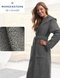 1 x RAW Customer Returns Morgenstern Women s Terry Cloth Cotton Bathrobe with Hood Long Anthracite Size L - RRP €40.28