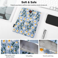 1 x RAW Customer Returns MoKo 6-7 inch Padded Tablet Case Cover with Embroidered Flowers for Kindle 11th Gen 2022 10th Gen 2019, Kindle Paperwhite 11th 10th Gen 2021 2018, Tablet Protective Case for Oasis, White Daisy - RRP €23.27